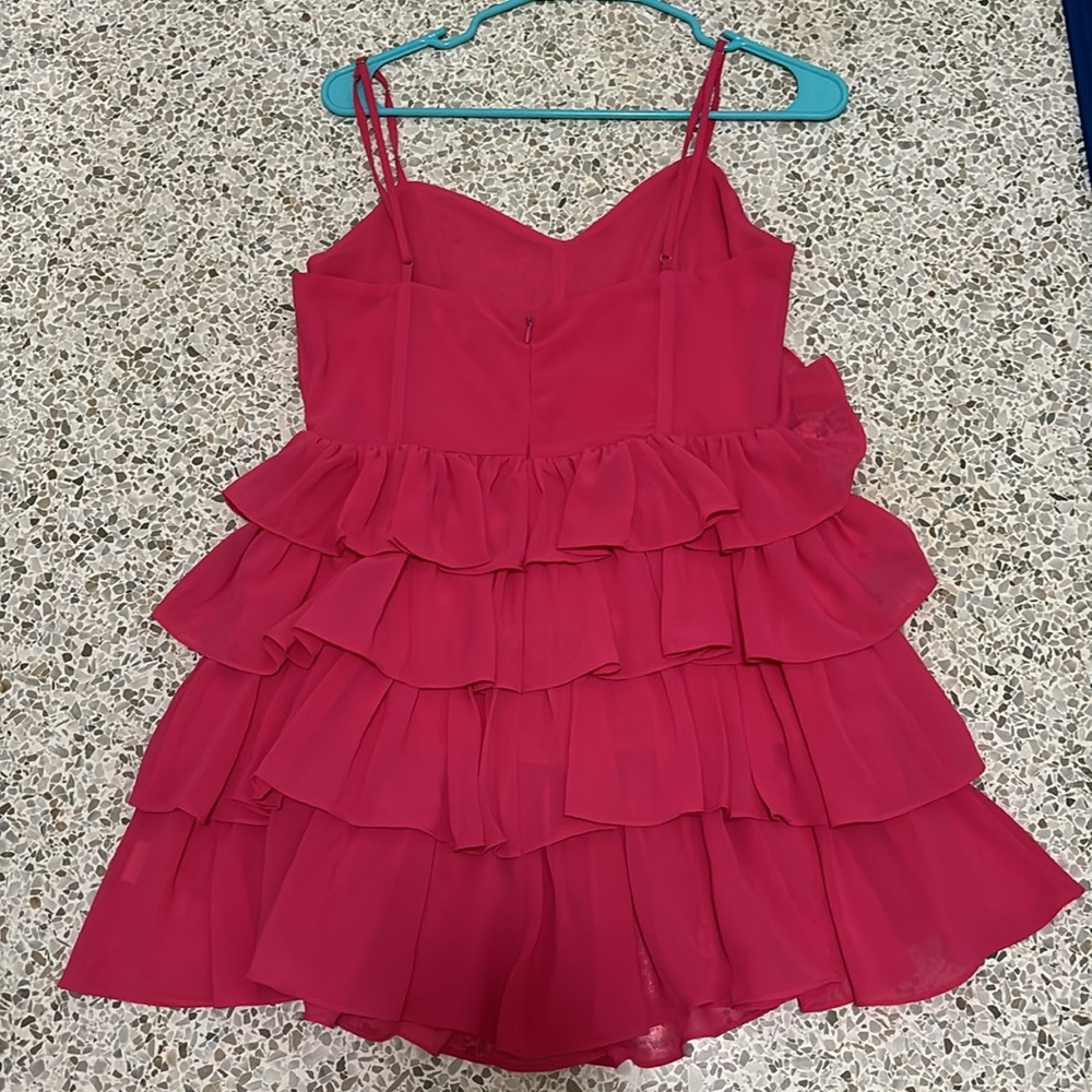 Pink Ruffle Mini Dress - Picture 2 of 3